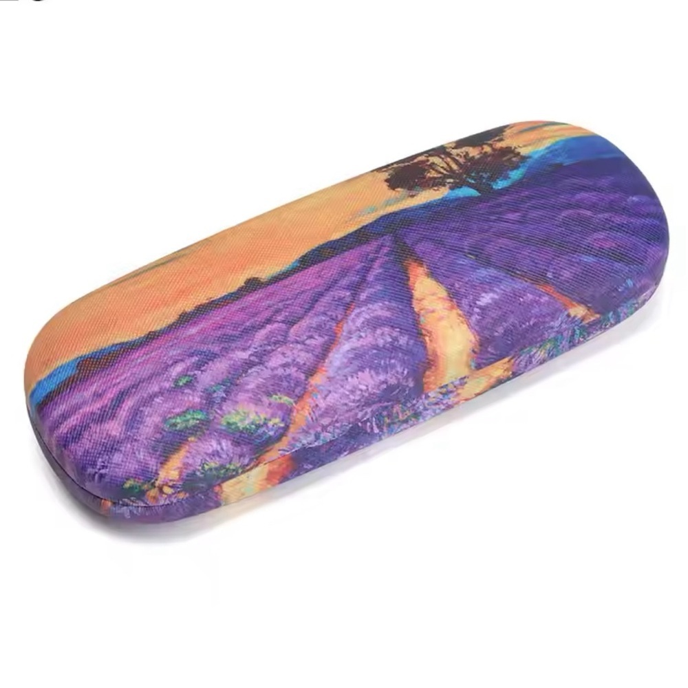 Lavender Fields Oil Painting Glasses Case Hard Shell Small PU Leather​